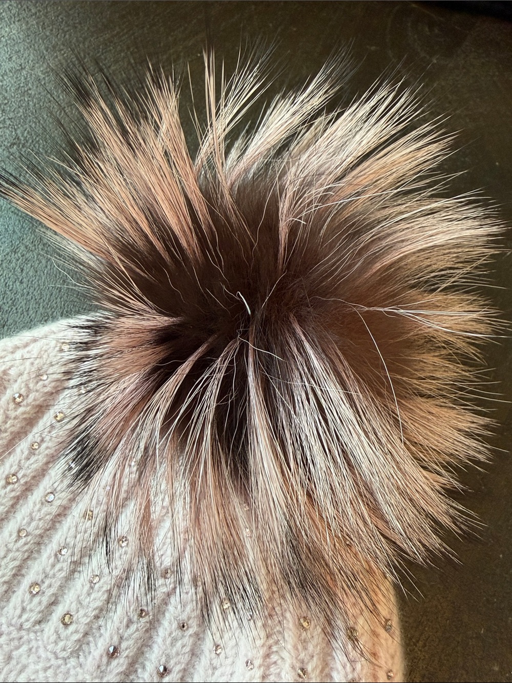 Gorsuch/william sharp Women's Sparkle fox fur Pom Beanie - Pink - Picture 2 of 3